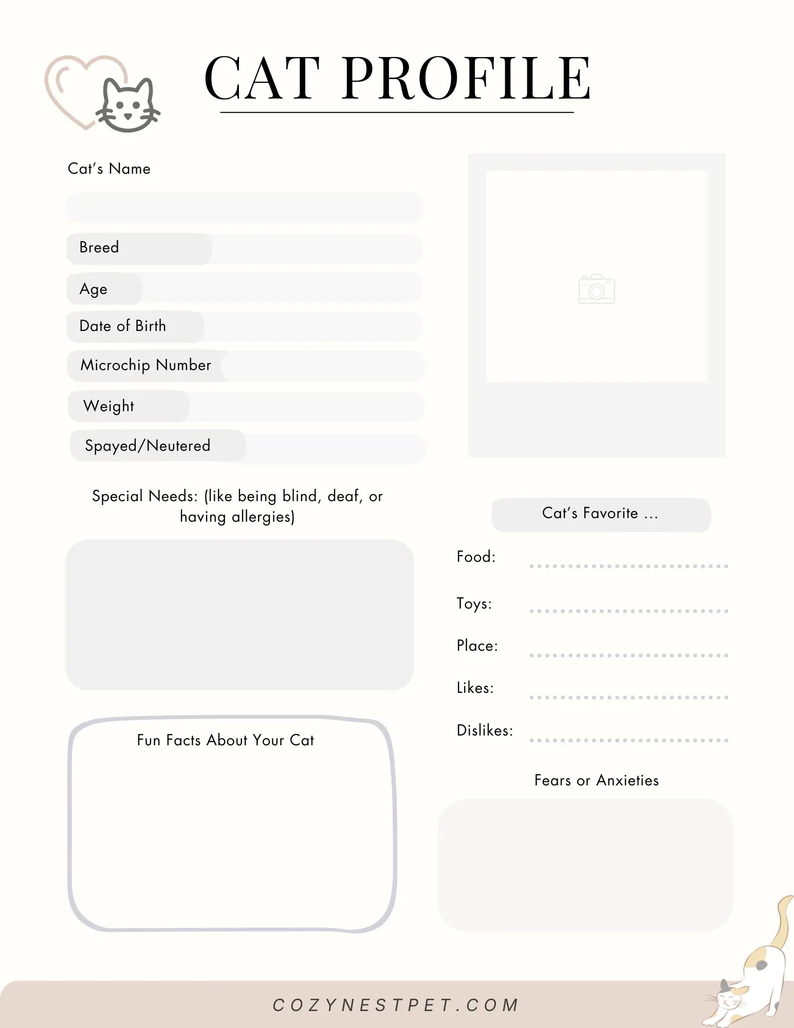 2026 Cat Care & Wellness Planner — Track Health, Routines & Happy Memories - Cozynest Pet
