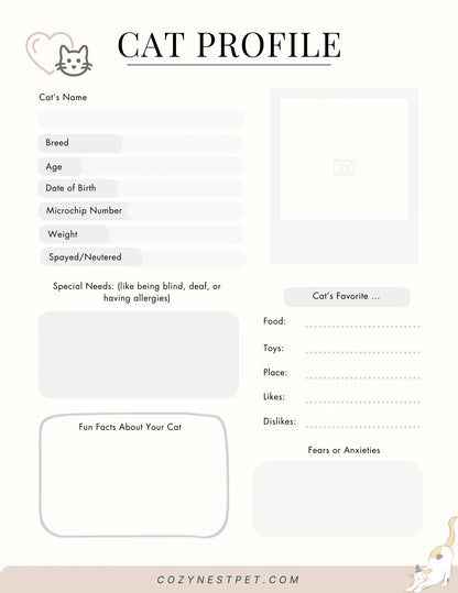 2026 Cat Care & Wellness Planner — Track Health, Routines & Happy Memories - Cozynest Pet